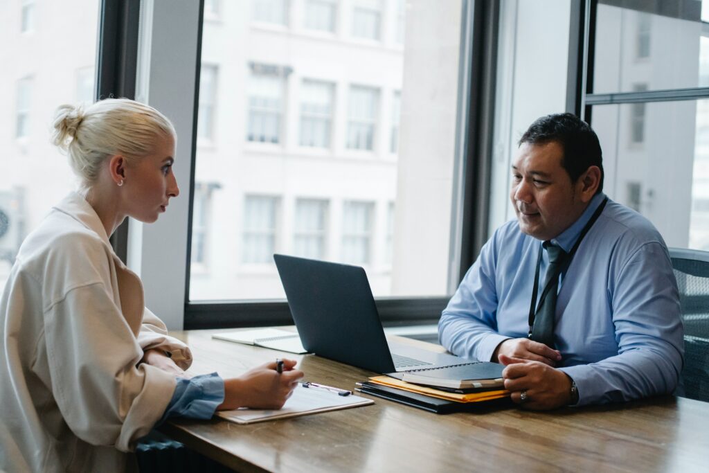 man interviewing applicant